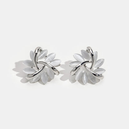 Opal Petal Silver Earrings